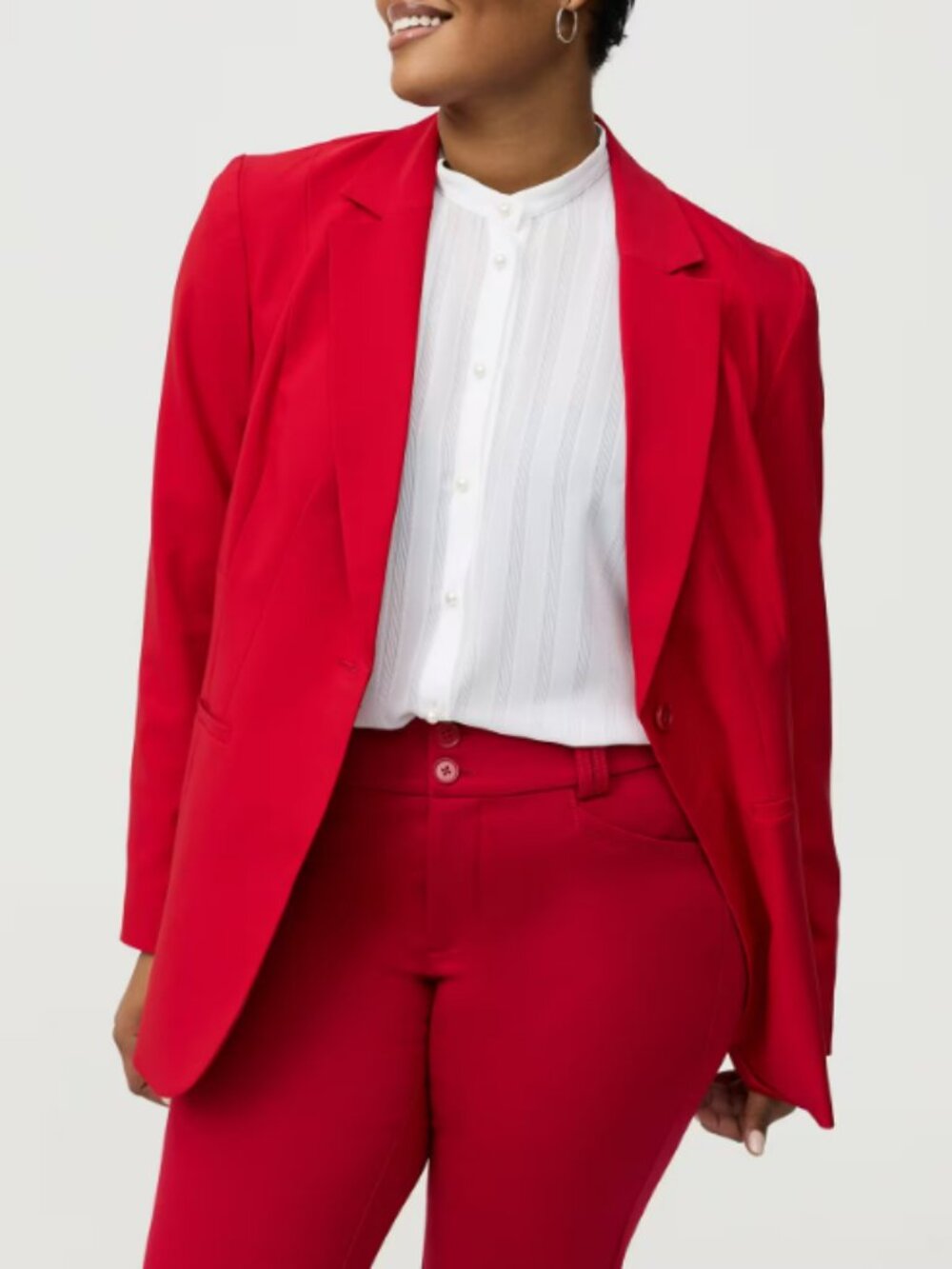 Torrid Studio Cutaway Tailored Crepe Blazer in Bright Crimson Red – Size 1 / 1X
